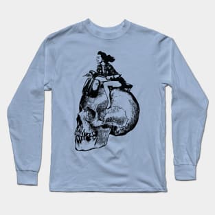 Free Spirited Girl Skull Scooter Ride Long Sleeve T-Shirt